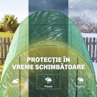 Outsunny Seră Tip Tunel din Polietilenă Cu Uși și Ferestre din Plasă, Cort cu Capac din PE și Cadru de Oțel, Verde 1,8x1,8x2 m(m-9)