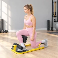 HOMCOM Ławka treningowa do przysiadów, trenażer nóg, trening nóg brzucha pośladków 3w1, do 120 kg, stal, żółty 50x97x(44,5–56,5)cm(m-10)