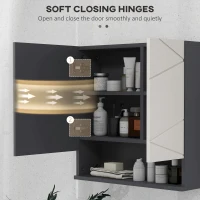 kleankin Bathroom Mirror Cabinet, Wall Mounted Bathroom Storage Cupboard with Adjustable Shelves, 55W x 17D x 55Hcm, Light Grey(m-7)