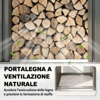 Outsunny Portalegna da Esterno con Armadietto Porta Attrezzi, 0.77 m², 150x66x162 cm, in Acciaio Zincato, Grigio Scuro(m-8)