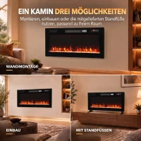 HOMCOM Elektrische haard 92 cm - ultradun design, verwarming en afstandsbediening(m-4)