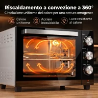 HOMCOM Forno Elettrico 1500W 28L con Temperatura Regolabile Max 230°, Timer 60 min, Griglia, Teglia, Manico per Teglia(m-8)
