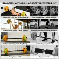 HOMCOM Zestaw Hantli 20kg, Hantle z Żeliwa z Rurą Łączącą, Antypoślizgowy Uchwyt, Wielokolorowy(m-5)