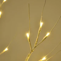 HOMCOM Kunstbaum, Kunstbirke, mit LED-Beleuchtung, warmweiß, realistische, weiße Rinde, 17L x 17B x 120H cm(m-8)