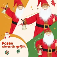 HOMCOM Weihnachtsmann 120 cm Nikolaus Figur mit Beweglichem Kopf und Armen, Glocke und Sack, Geräusch- und Berührungssensor(m-6)