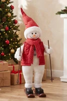 HOMCOM 2ft Singing Skiing Santa Claus, Standing Christmas Animated Santa Figure with Ski Board, Poles, Sound/Touch Activated(m-2)