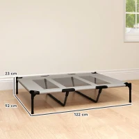 PawHut Cama Elevada para Cães Grandes com Malha Respirável e Saco 122x92x23 cm Preta(m-3)