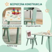 ZONEKIZ Zestaw mebli dla dzieci 3-8 lat, stół i 2 krzesła, zielony(m-5)