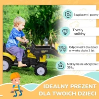 HOMCOM Dziecięcy ładowarka kołowa z łopatą dla 3-letnich dzieci Kolor żółty(m-6)