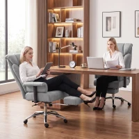 HOMCOM 250 kg Big and Tall Massage Office Chair with Heat, High Back, Height Adjustable Linen Executive Desk Chair, Grey(m-9)