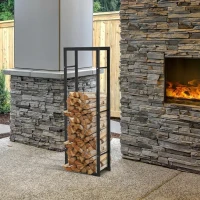 HOMCOM® REGAŁ NA DREWNO OPAŁOWE STAL czarny(m-7)