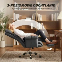 HOMCOM Fotel biurowy z regulacją wysokości, obrotowy, ze śnieżnego flanelu, 80 x 80 x 106-114 cm, ciemnoszary(m-6)