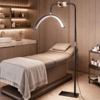 HOMCOM Lampada da Terra LED con Testa a Mezza Luna, Altezza e Temperatura Colore Regolabili, Telecomando, Nero(m-14)