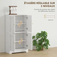 HOMCOM Buffet cuisine, meuble cuisine rangement avec 4 portes cintrées et 2 étagères réglables, 60 x 30 x 110 cm, blanc(m-6)