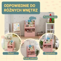 HOMCOM Regał dla dzieci z szufladą, regał na książki z przegrodami, 60 x 29,9 x 90 cm, Różowy(m-7)