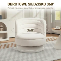 HOMCOM 360° Swivel Accent Chair, Upholstered Sherpa Armchair, Modern Lounge Chair with Rubber Wood Frame for Living Room, Bedroom, Cream White(m-4)