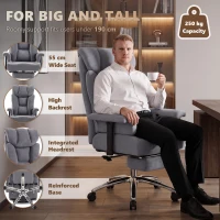HOMCOM 250 kg Big and Tall Massage Office Chair with Heat, High Back, Height Adjustable Linen Executive Desk Chair, Dark Grey(m-5)