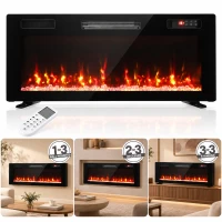 HOMCOM Elektrische haard 92 cm - ultradun design, verwarming en afstandsbediening(m-14)