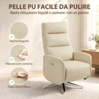 HOMCOM Poltrona Relax Elettrica Reclinabile 160° Girevole con Poggiapiedi, Presa USB e Type-C, in Pelle PU, Beige(m-8)