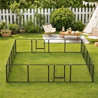 PawHut Parque para Perros de 16 Paneles con 2 Puertas Corralito para Perros para Exterior Interior Acero 80x60 cm Gris(m-2)