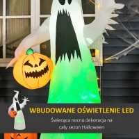 HOMCOM Halloween samopompujący upiór duch halloweenowa dekoracja z podświetleniem LED(m-4)