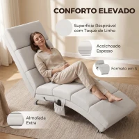 HOMCOM Poltrona Relax Reclinável com 8 Pontos de Massagem, Aquecimento Lombar, 5 Modos, Comando e Bolso Lateral, Branco Creme(m-5)