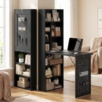 HOMCOM Scrivania con Libreria e Borsa Laterale in Tessuto, Tavolo da Lavoro per Studio Ufficio, 98x51x153 cm, Nero(m-14)