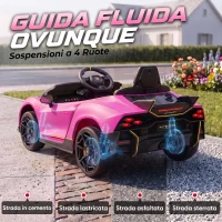 AIYAPLAY Macchina Elettrica Bambini 3-6 Anni 12V Lamborghini Autentica con 2 Motori, Porta a Forbice, Sospensioni, Rosa(m-8)