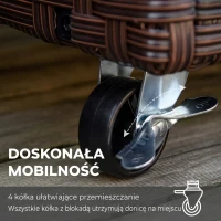 Outsunny podwyższona grządka z technorattanu na kółkach skrzynka na rośliny z otworami odpływowymi skrzynka na kwiaty donica kawowy brąz 94,5 x 31 x 36 cm(m-4)