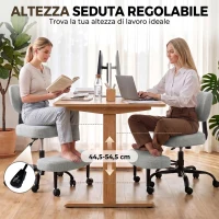 HOMCOM Sedia Ufficio Girevole con Poggiapiedi Rimovibile, Tessuto Effetto Lino, Altezza Regolabile, Grigio Chiaro(m-5)