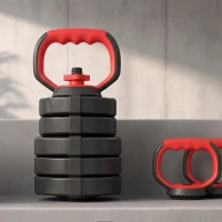 SPORTNOW Set Manubri Regolabili 5 in 1 da 20kg Totali, Set Pesi Palestra Utilizzabile come Kettlebell, Nero e Rosso(m-9)