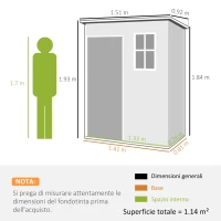 Outsunny Casetta da Giardino 1.14m² in PP e Alluminio con Pavimento, Capanno da Giardino, Tetto Inclinato, Nero(m-3)