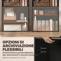 HOMCOM Scrivania con Libreria e Borsa Laterale in Tessuto, Tavolo da Lavoro per Studio Ufficio, 98x51x153 cm, Nero(m-6)