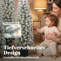 HOMCOM Künstlicher Weihnachtsbaum mit Schnee LED Beleuchtung Tannenbaum 3er Set 90 120 150 cm Grün Weiß(m-6)
