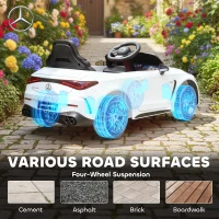 AIYAPLAY Macchina Elettrica per Bambini 12V Mercedes-AMG, Auto Elettrica Bambini, 2 Motori, Telecomando, Bianco(m-8)