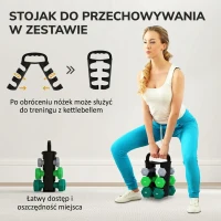 SPORTNOW Zestaw hantli ze stojakiem, zestaw 6 hantli do treningu fitness, 2 x 1kg, 2 x 2kg, 2 x 3kg(m-5)