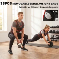 HOMCOM 20kg Weighted Vest for Running, Cardio & Home Training, Adjustable Running Weight Vest with 38 Weight Bags for Men and Women, Boost Strength, Endurance & Cardio Performance, Black and Red(m-4)