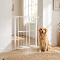 PawHut Cancelletto di Sicurezza per Cani Estensibile 76-104cm, Alto 104cm, Cancellino Cani Taglia Grande, Bianco(m-10)