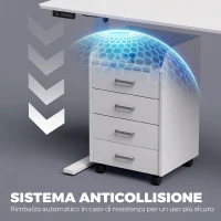 HOMCOM Scrivania Regolabile in Altezza Elettrica, 140x60 cm, Scrivania per Computer con 3 Memorie di Altezze, Bianco(m-8)