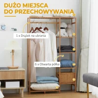 Wieszak na ubrania z półką i miejscem na buty, natura(m-4)
