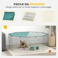 PawHut Recinto Pieghevole per Cani e Cuccioli in Filo Metallico 155x60 cm con Copertura in Poliestere Impermeabile(m-5)