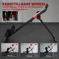 SPORTNOW Bauchtrainer, Klappbarer Bauchmuskeltrainer mit LCD-Anzeige, Doppel-Schienen belastbar bis 120 kg, Stahl, Rot(m-4)