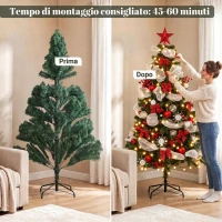 HOMCOM Albero Natale Folto 180cm con 200 Luci LED, Telecomando, 8 Modalità, 800 Rami, Palline, Nastri, Fiocchi(m-8)