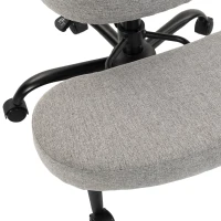 HOMCOM Sedia Ufficio Girevole con Poggiapiedi Rimovibile, Tessuto Effetto Lino, Altezza Regolabile, Grigio Chiaro(m-12)