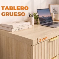 HOMCOM Escritorio Reversible 120 cm con Cajón Armario Balda Ajustable y Tablero Grueso para Espacios Pequeños Oficina Roble(m-5)