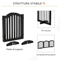 PawHut Cancellino per Cani Pieghevole a 3 Sezioni in Legno, Barriera per Cani con Piedini, 154.5x29.5x61cm, Nero(m-7)
