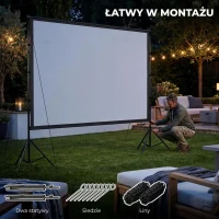 HOMCOM 254 cm 16:9 HD 4K/8K ekran projektora ze statywem, przenośny dwustronny ekran ze składanymi statywami, biały(m-7)