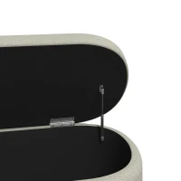 HOMCOM Banco de Almacenaje Puff Almacenaje Tapizado en Lino Tapa Cierre Suave Diseño Ovalado Carga 220 kg 116x42x44 cm Gris(m-10)