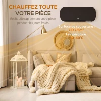 HOMCOM Radiateur Mural Soufflant 2000 W, Chauffage Céramique PTC, 3 Niveaux de Puissance, Télécommande, 45x18,6x11,5cm, Noir(m-6)