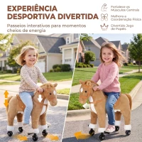 AIYAPLAY Cavalo de Brincar para Montar com Rodas, Sons de Cascos, Música e Pedais, Asas, Estrutura Metálica, +3 Anos, 50 kg, Castanho(m-6)